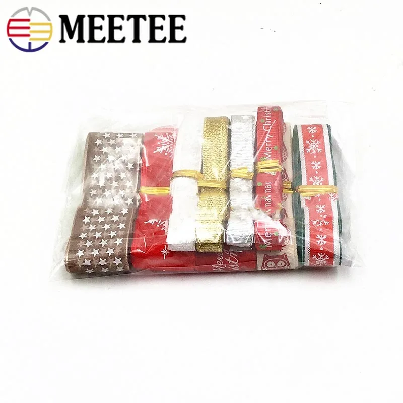 Meetee 1 набор (18 метров) 10/15/25 мм ленточки для волос 9 Стиль упаковка рождественских