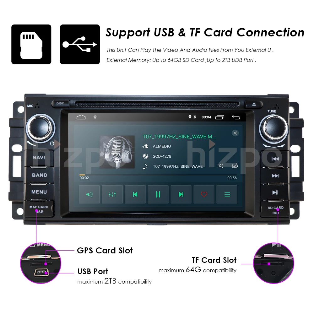 2G+ 16G Android 9,0 автомобильный Радио Мультимедиа DVD gps для Chrysler 300C PT Cruiser Aspen Sebring Dodge caliber джип RAM Grand Cherokee