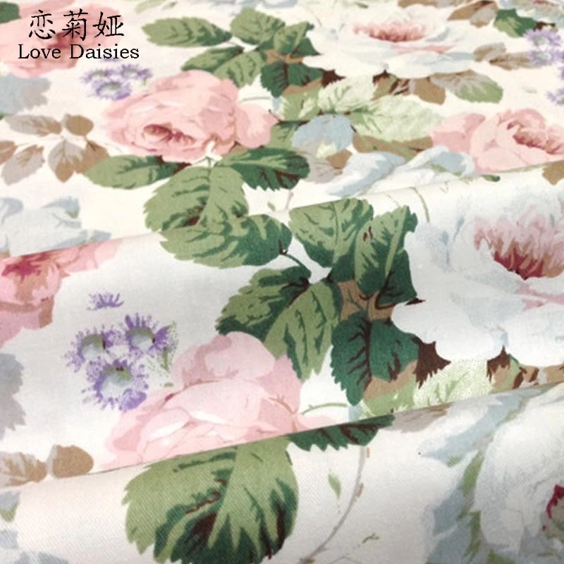 100% хлопок саржевая ткань пасторальный розовый синий rosae цветочные DIY для детей