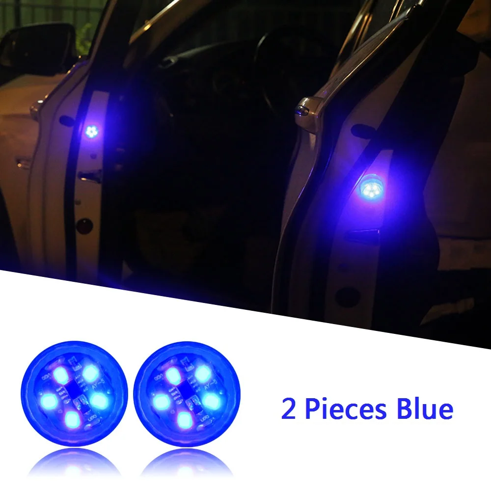 Blue - 2 pieces Беспроводной Автомобильный держатель для открывания дверей Предупреждение светильник светодиодный стробоскоп проблесковый маячок анти задние стоп сигналы, Collinsion индикатор светильник s сигнальная лампа - Испускаемый цвет: Blue - 2 pieces