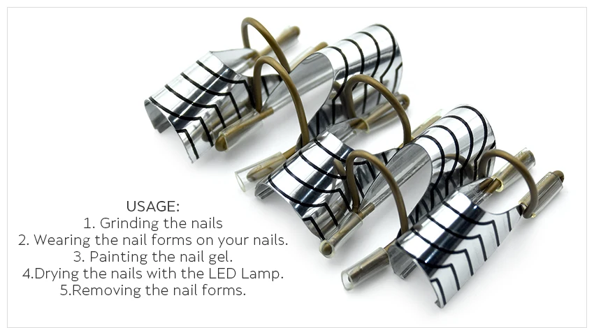 5 шт./компл. Nail Art Руководство Форма Акриловые UV Gel наращивание ногтей Для УФ гель Серебряный маникюр руководство расширение Builder