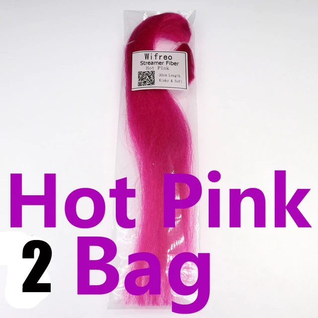 Hot Pink 2 bag Wifreo 2 шт. в упаковке 30 см гофрированный курчавый гольян волокно Стример Летать волокна Бактейл джиг голова Связывание материал для ловли нахлыстом приманка - Цвет: Hot Pink 2 bag