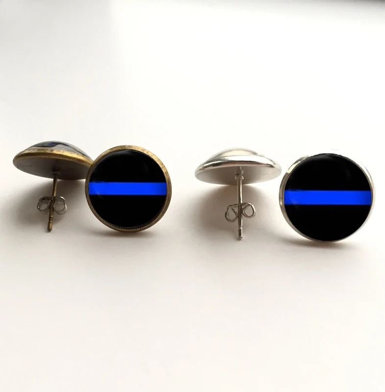 Бесплатная доставка 14 мм Новый дизайн тонкая Голубая линия серьги гвоздики