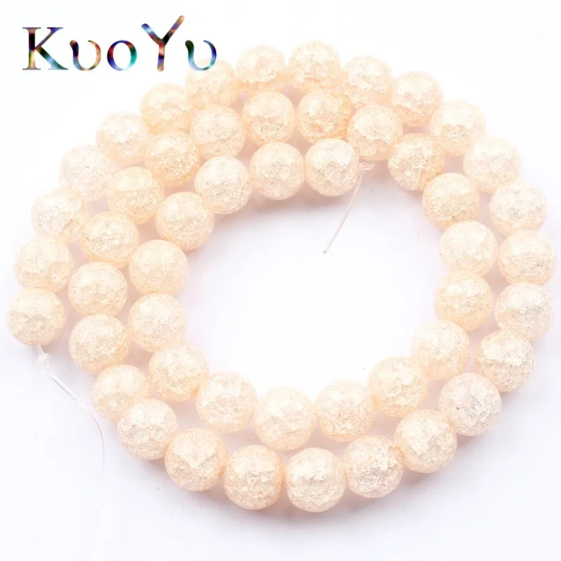 Светло желтый треснутый Кристалл бусины Круглые свободные разделительные