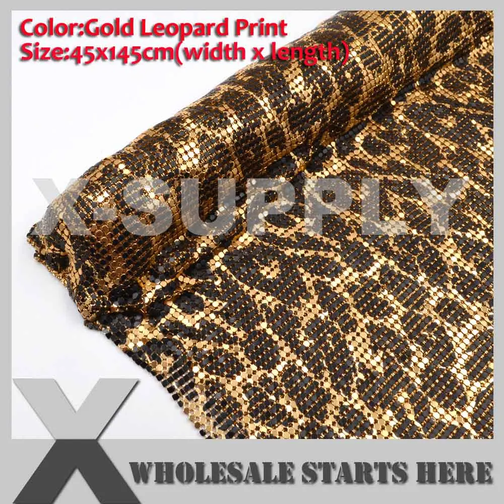 Gold Leopard Print Металлическая алюминиевая ткань, Сетчатое покрытие, без железа, клеевая подложка, используется для бюстгальтера, свадебные вечерние платья, вечерние, покрытия - Цвет: Gold Leopard Print