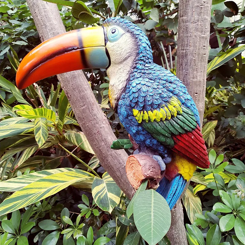 40 см большой размер статуя из смолы попугай древесина настенное украшение