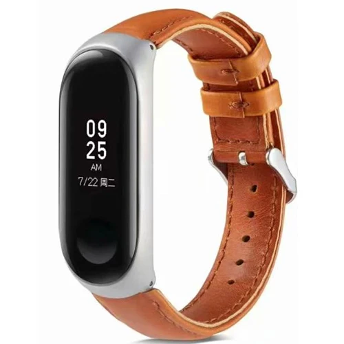 Brown Браслет mi 4 для Xiaomi mi, кожаный браслет, спортивный ремешок для Xiaomi mi, 3 кожаных ремешка, аксессуары для часов - Цвет: Brown