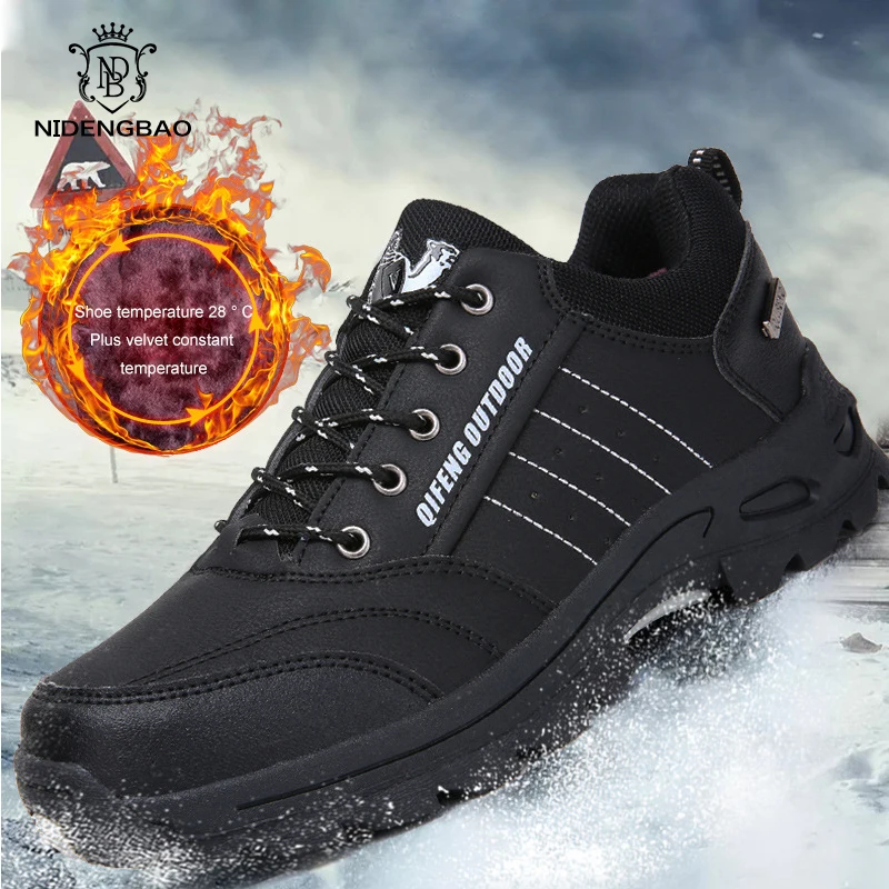 New Winter Men Shoes Big Size 36-47 Outdoor Hiking Walking Footwear Keep Warm Plush Shoes Men Casual Cotton Lovers Sneakers Male