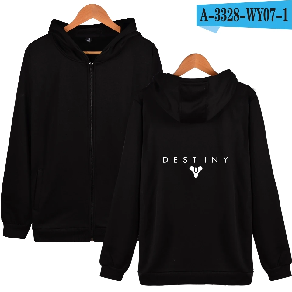 Толстовка с надписью Destiny на молнии, осенняя брендовая Толстовка lusury, Мужская толстовка в стиле хип-хоп, черные толстовки, пальто, Destiny - Цвет: black