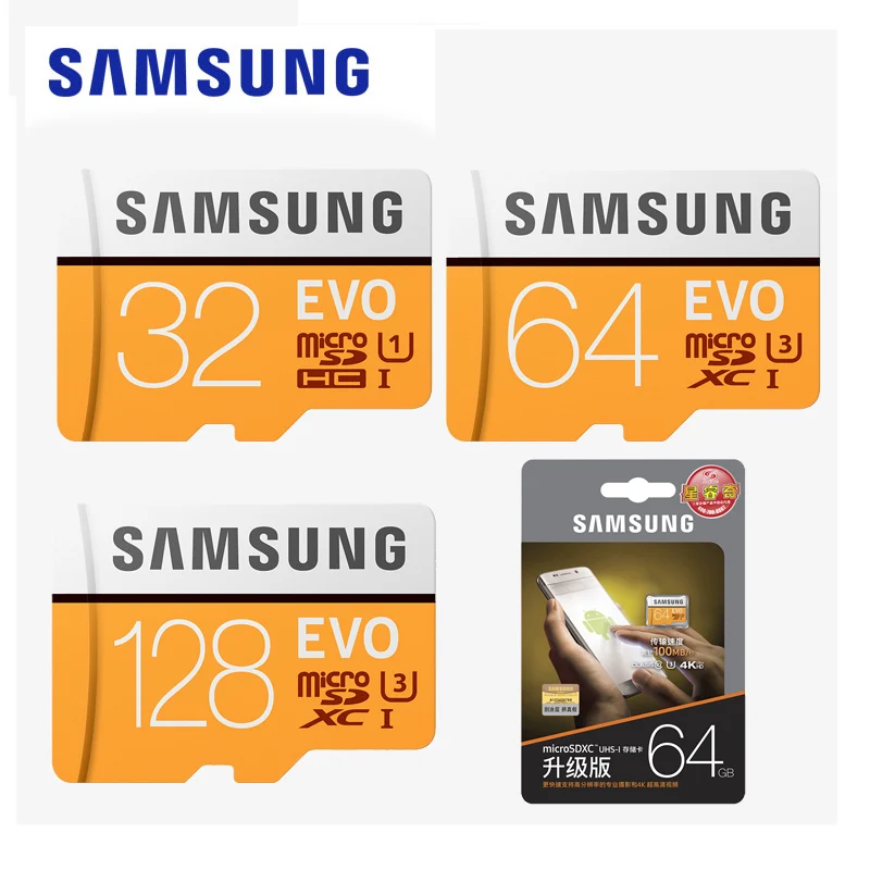 SAMSUNG карта памяти MicroSD 64 ГБ EVO Карты Памяти Micro SD SDXC 48 М/с водонепроницаемый C10 TF Trans