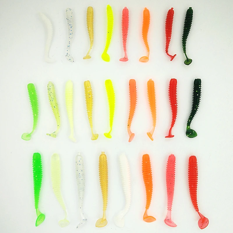 5cm 6cm 7cm soft fishing lures artificial bait T-tail silicon fish set | Fishing Lures