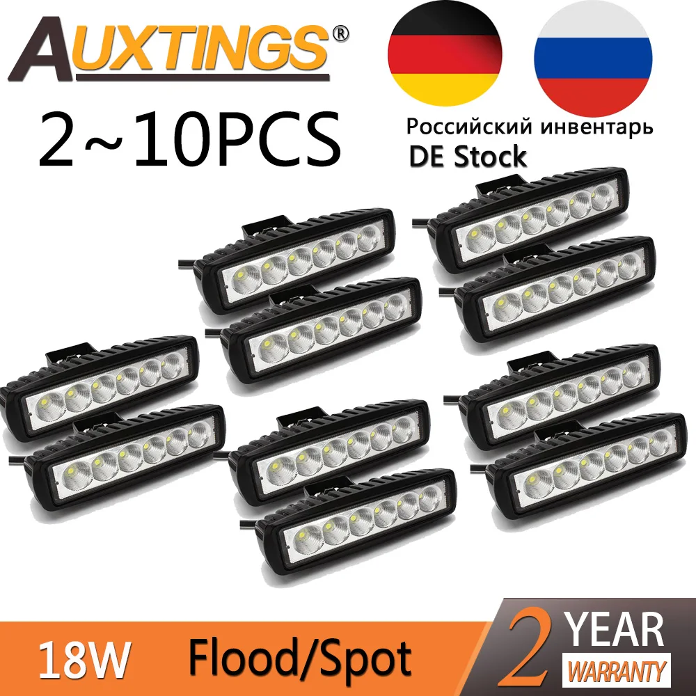 Auxting 6in 18W Светодиодный рабочий светильник бар Точечный лампа заливающего света