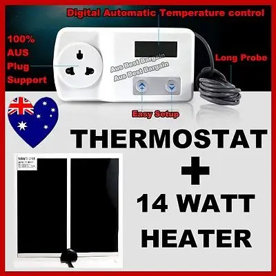 

DIGITAL THERMOSTAT + Heat Mat 28x28cm 14 WATT Reptile Hermit Crab Snake Lizard