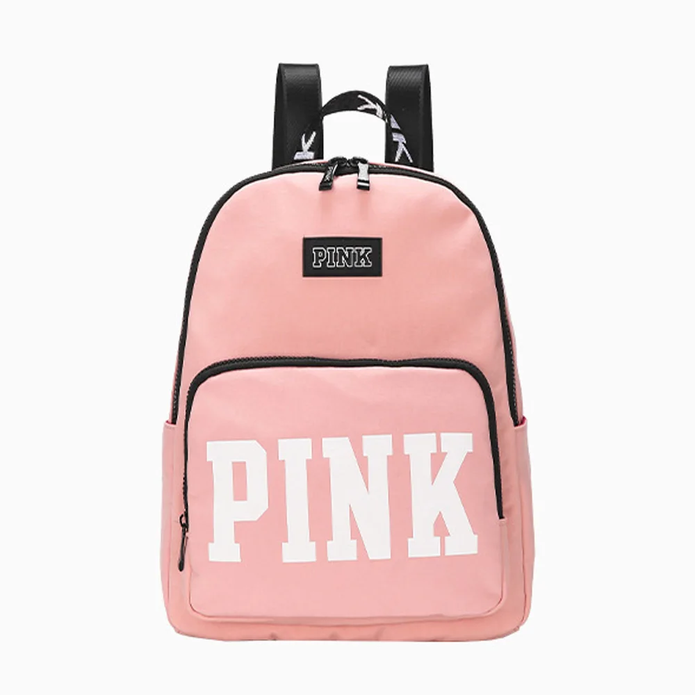 1 Женский рюкзак розовый женский водонепроницаемый Повседневный простой ученик средней школы сумка модный буквенный мальчик брезентовый Рюкзак для девочек - Цвет: 1
