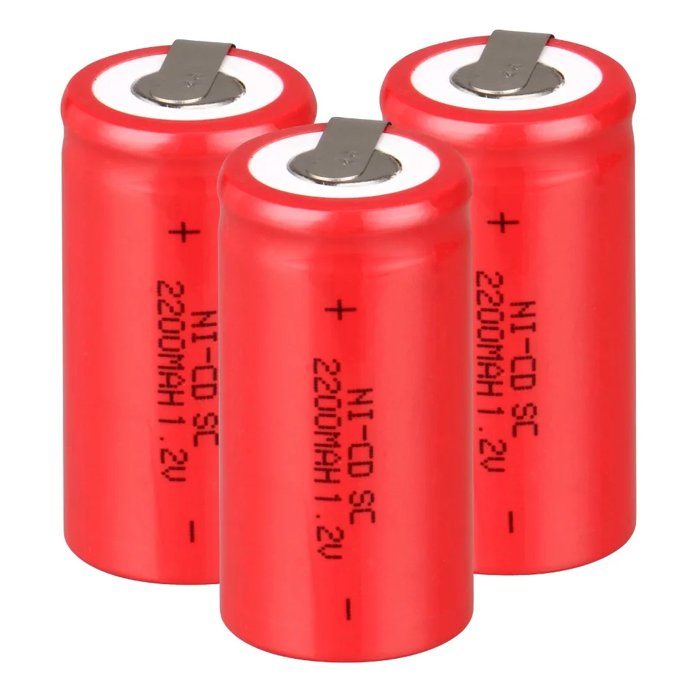 Высокое качество! 3 шт. Sub C SC аккумуляторная батарея 1 2 V 2200mAh Ni Cd батареи красный