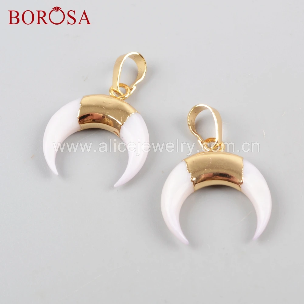 

BOROSA 10 шт. Стильный золотой цвет натуральная белая ракушка в форме рога кулон бусины ювелирные изделия для ожерелья для женщин в качестве под...