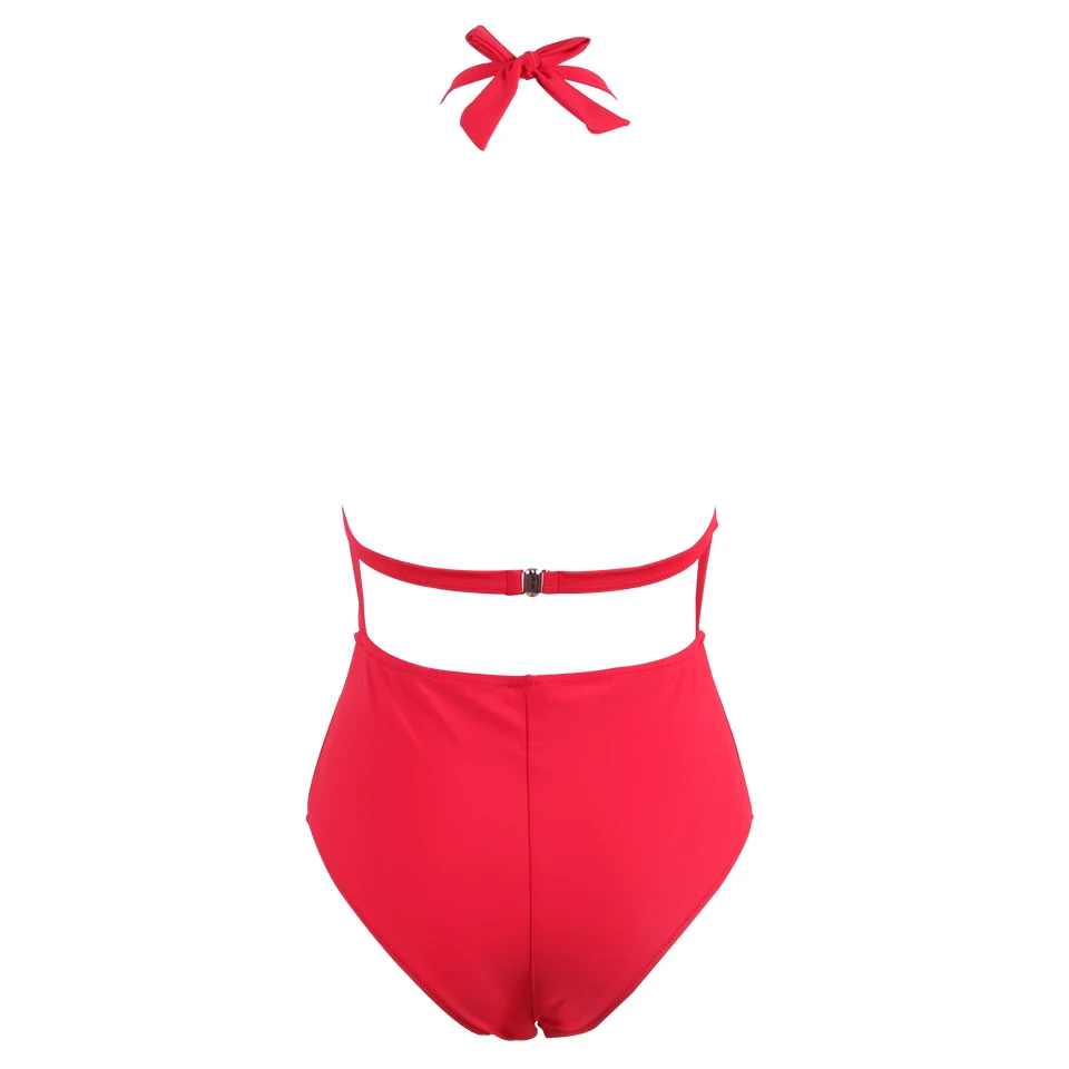 Новое поступление 2019 Цельный купальник TCBSG однотонный монокини с оборкой женский