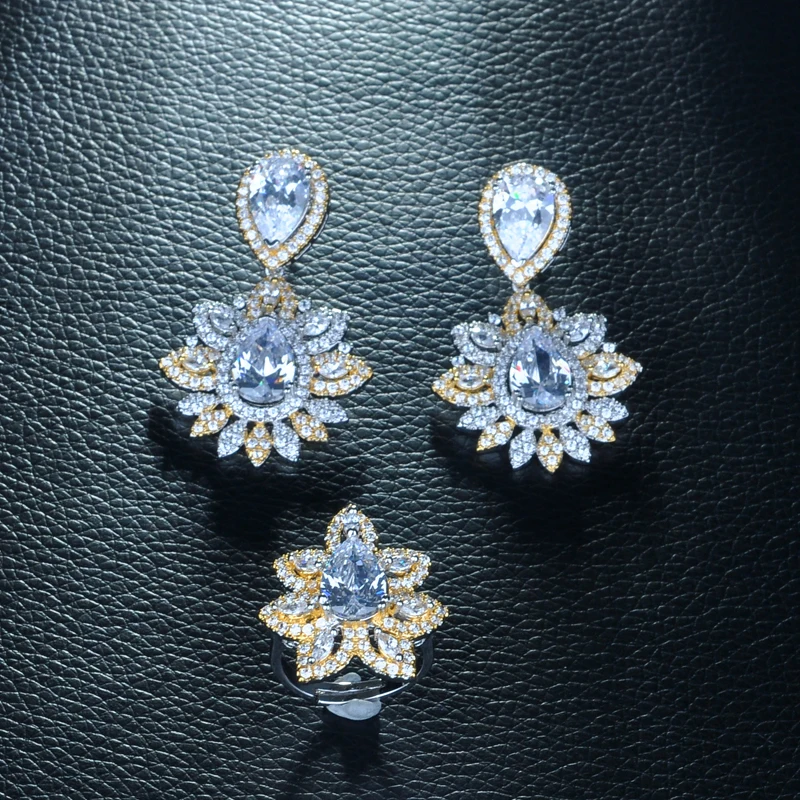 Be 8 High Quality Water Drop Shape Wedding Jewelry Set Sparkling Zirconia Bridal Accessory Hotsale 4PCS for Lady Marry S264 | Украшения и
