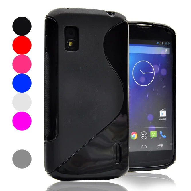 Тонкий Матовый S Линии противоскольжения ТПУ Гель Чехол Для Google LG Optimus Nexus 4 E960