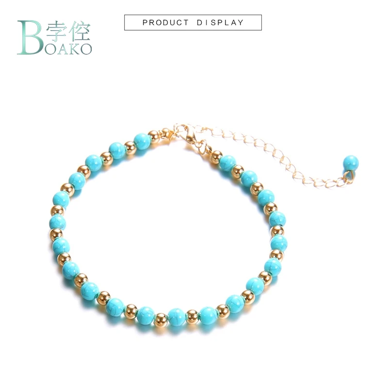 BOAKO Beads Stone Anklets for Women Foot Bracelet Ankle Female Rope Bohemian Pendant Jewelry Fot Leg B4 | Украшения и аксессуары