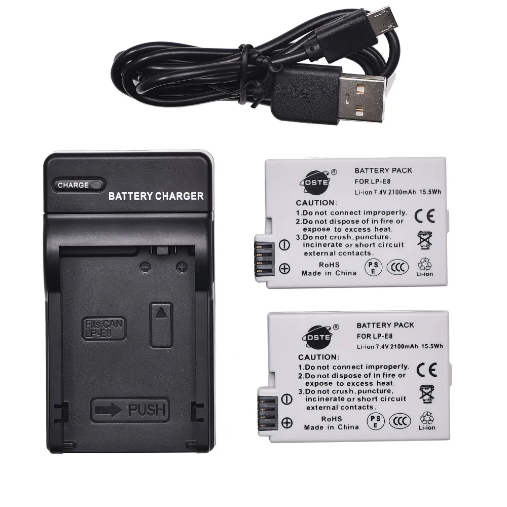 DSTE 2 шт. Аккумулятор для камеры с usb портом и зарядным устройством CANON 700D 550D 600D 650D X4