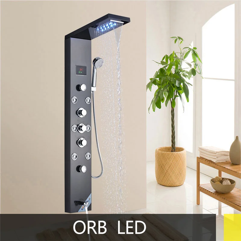ORB Suguword роскошный золотой/шар/никелевая душевая панель настенный массажный боковой спрей ABS ручной Душ Светодиодный Душевая система - Цвет: ORB