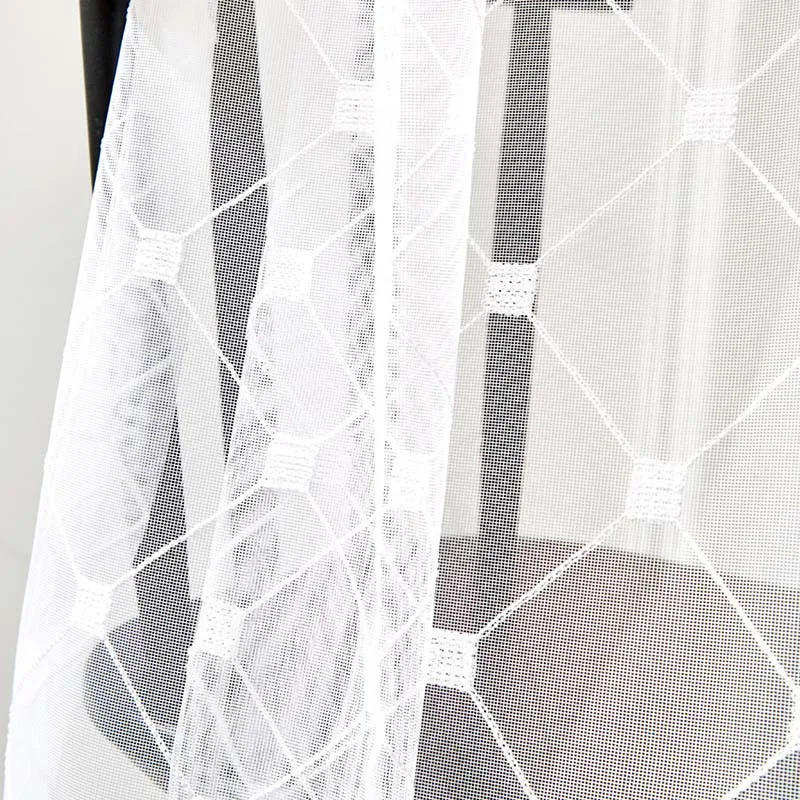 Tulle Однотонный Белый Тюль, занавески для гостиной, в белую полоску, шифон, Чистый плед, тюль, Геометрическая пряжа, занавески для спальни, WP308#30 - Цвет: Tulle