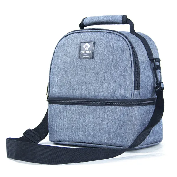 gray Сумка для хранения молока, двухслойная сумка для обеда, водонепроницаемая сумка для мам, уличный Рюкзак-холодильник, Детская изоляционная сумка для еды - Цвет: gray
