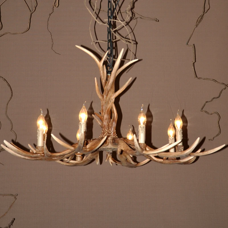 6 головок скандинавские кантри рога люстра ретро смола оленя освещение Дворцовый