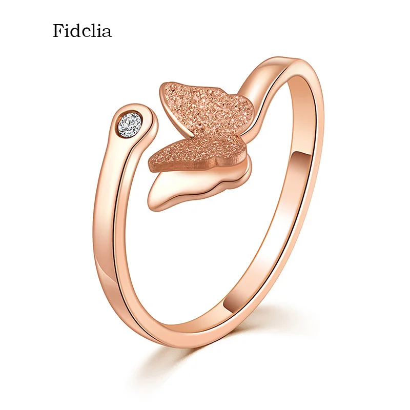 Кольцо бабочка из нержавеющей стали 316L золотистого цвета с изображением