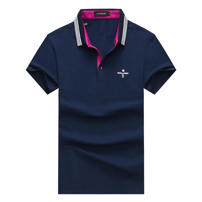 Мужская хлопковая рубашка поло TACE & SHARK однотонная с логотипом Golfed 2018|logo polo shirt|male