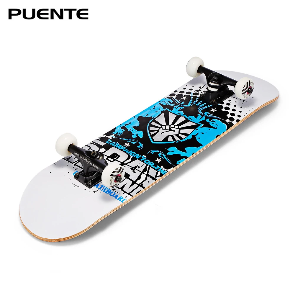 Deep Sky Blue PUENTE 31-дюймовый U-Форма d поперечный скейтборд 7-Слои клена палубе с Т-образными Форма инструмент для взрослых и детей начинающих - Цвет: Deep Sky Blue