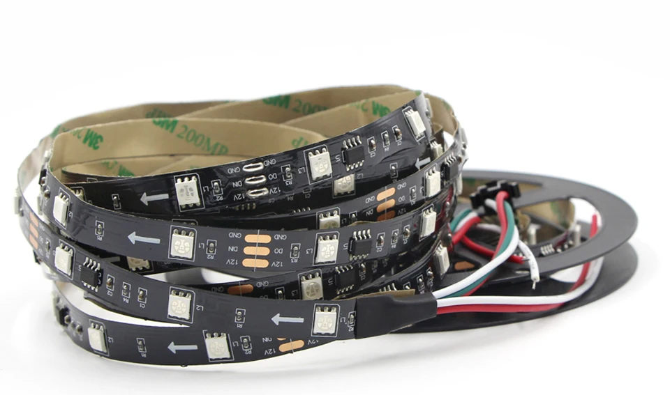 WS2811 WS2812B ws2812 IC светодиодный светильник 30/60 пикселей DC 5 в 12 В 5050 rgb индивидуально адресуемый цифровой водонепроницаемый ленточный светильник