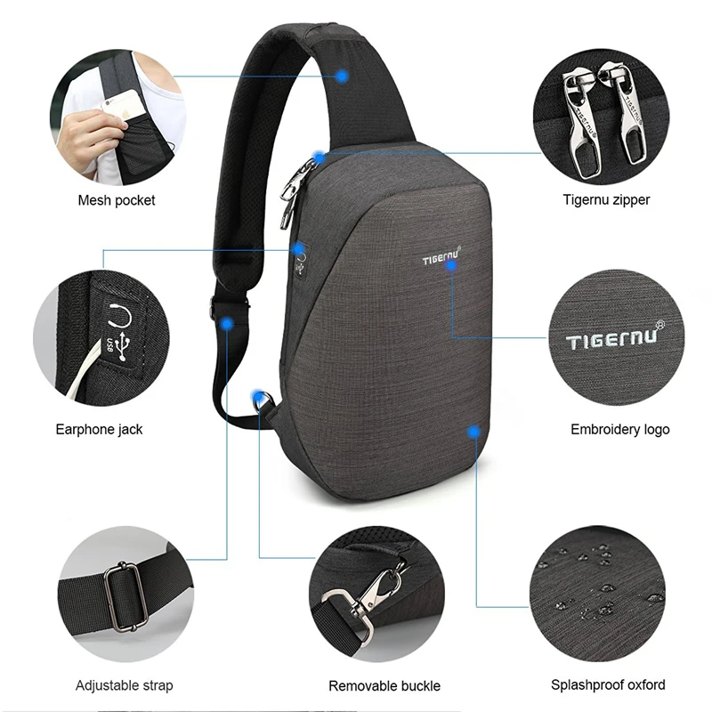 Tigernu Высокое качество модные повседневное груди Back Day Pack Путешествия крест средства ухода за кожей сумка