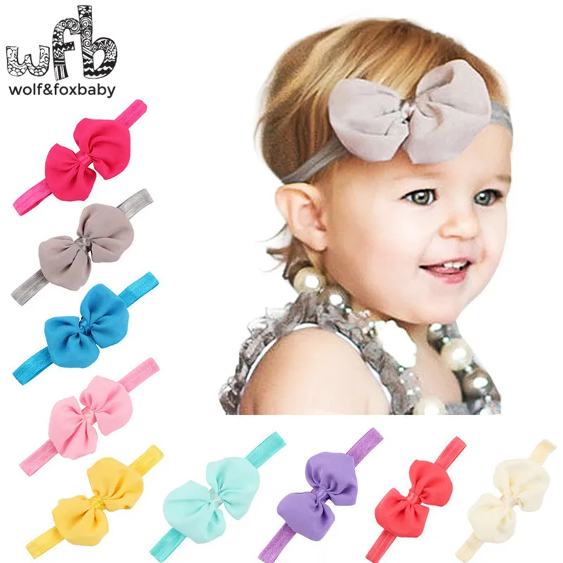 

Retail headband Solid color bowknot handmade fashion hair accessories baby infant Kids children