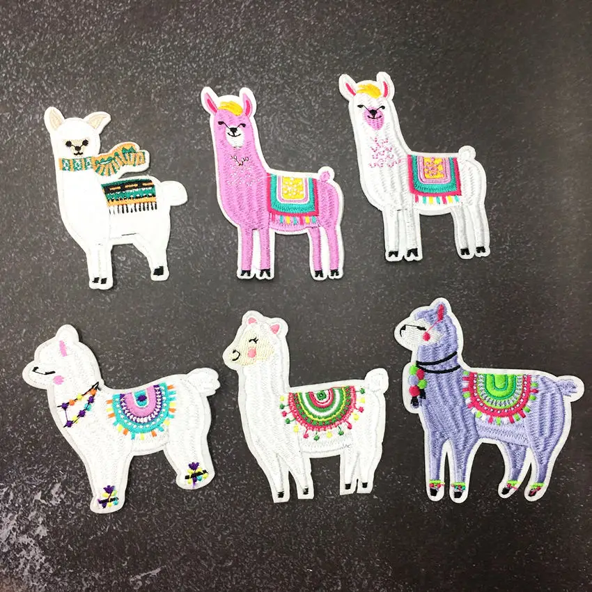 Mix Llama Альпака аппликация патчи железо на para рубашка одежда Джерси кепки вышитые аксессуары значок на платье 6 шт - Цвет: Mix