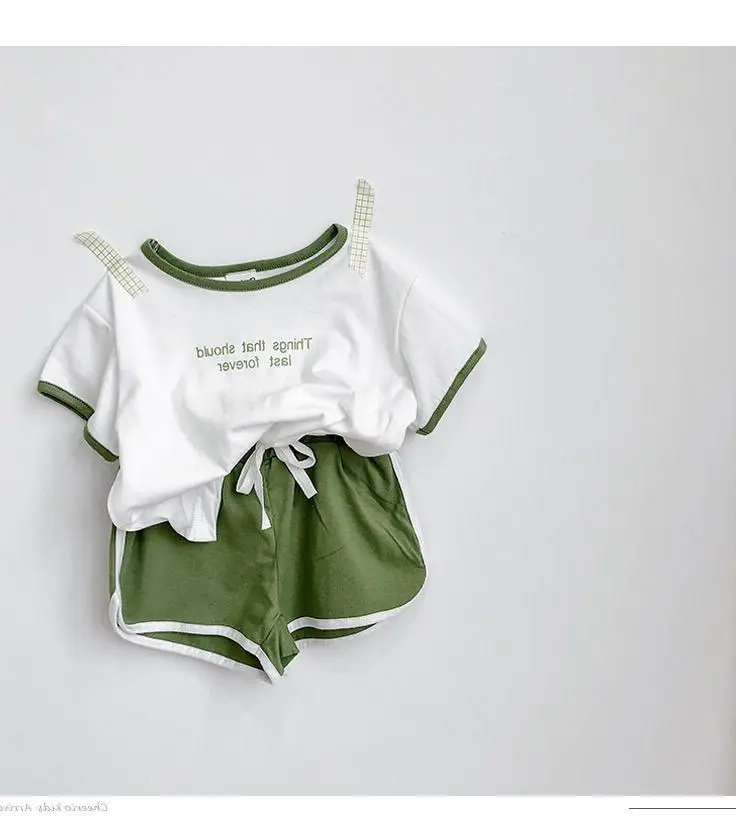 Cotton kids clothes boys summer baby boy 2pieces tracksuit tshirt+shorts girls clothing set children outfit sets | Детская одежда и