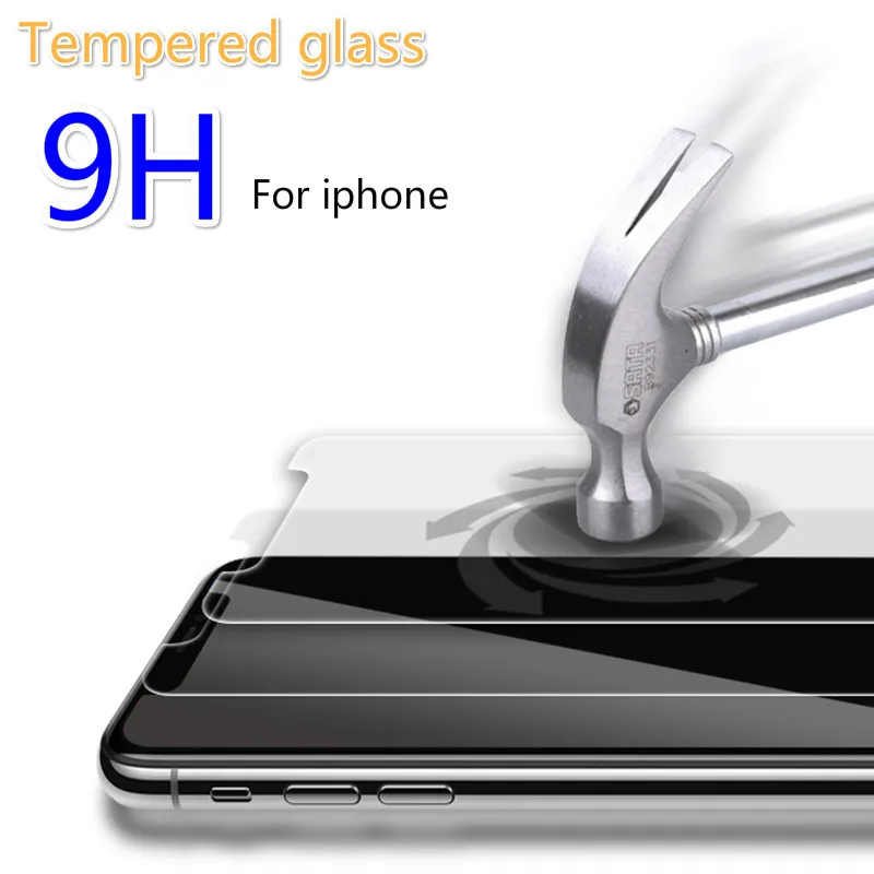 Закаленное стекло 9H для iphone xs max Защита экрана 7 plus 5 5s 6 6s 8 жесткое защитное