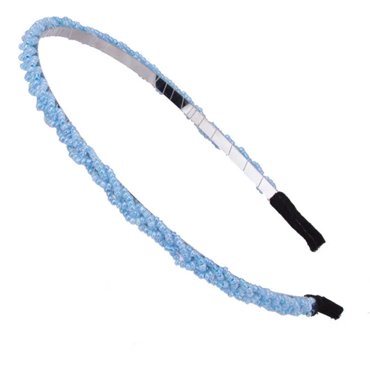 Sky Blue 1 шт., ободок для волос с кристаллами и бусинами, тиара, ободок для девушек, повязка для женщин, свадебные аксессуары для волос, принцесса, Нескользящие обручи для волос - Цвет: Sky Blue