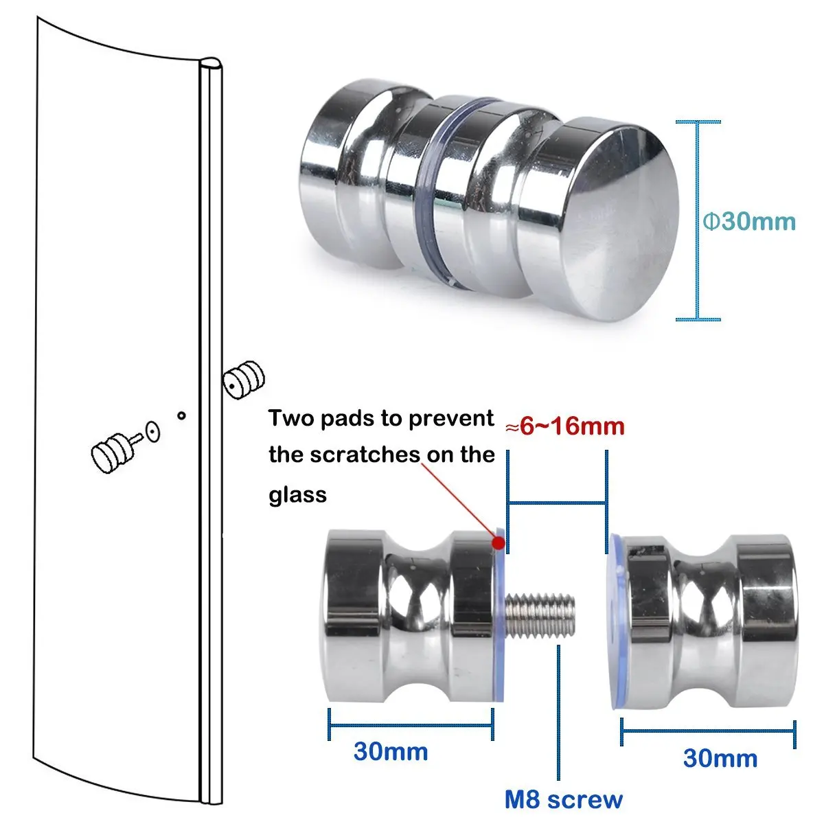 2 шт. сменная ручка для душевой панели из полированного хрома | Обустройство дома