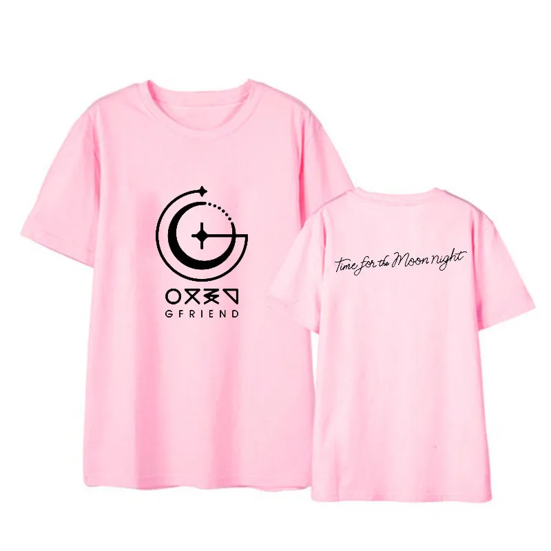 Pink Kpop GFRIEND Time For The Moon Album Shirts Повседневная Свободная одежда в стиле хип-хоп футболка Топы с короткими рукавами футболка DX664 - Цвет: Pink