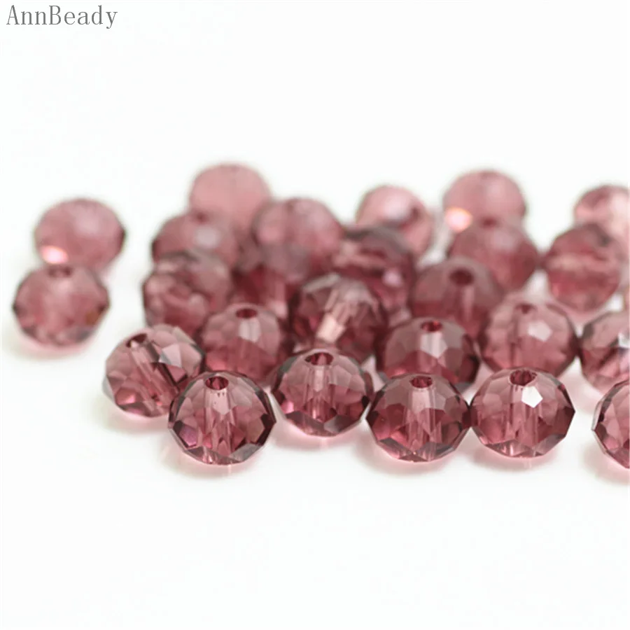 purple red AnnBeady фиолетовый АВ 4 цвета x6mm, 50 шт в наборе, камушки-бусинки Rondelle, австрийский кристалл, с украшением в виде кристаллов Стекло бусины Свободные Spacer Бусины для изготовления ювелирных изделий - Цвет: purple red