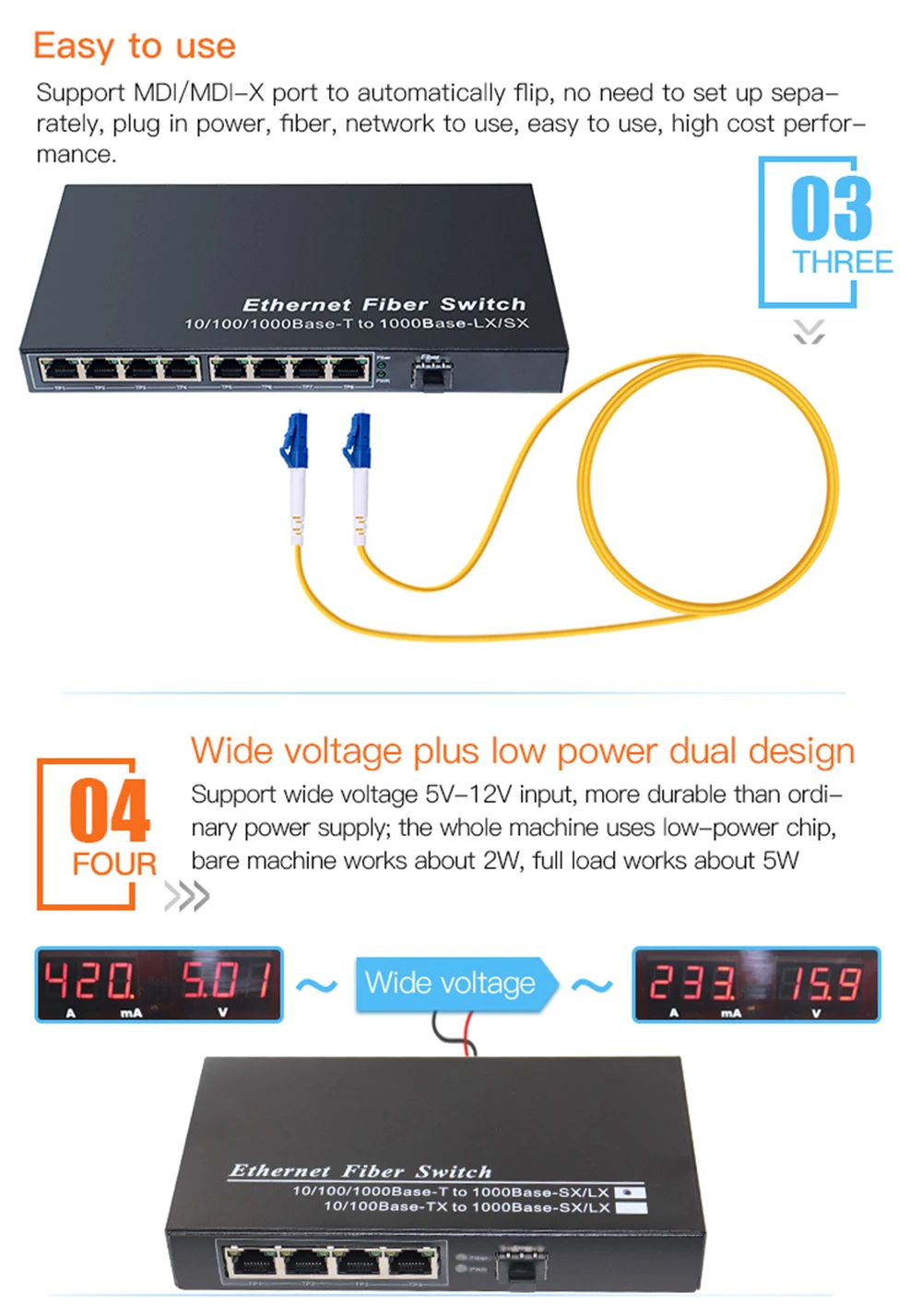 1000 м 1G4E 1 sfp слот волокно 4 8 RJ45 1G4E Гигабитный оптический медиаконвертер Ethernet сетевой коммутатор fibra оптика трансивер