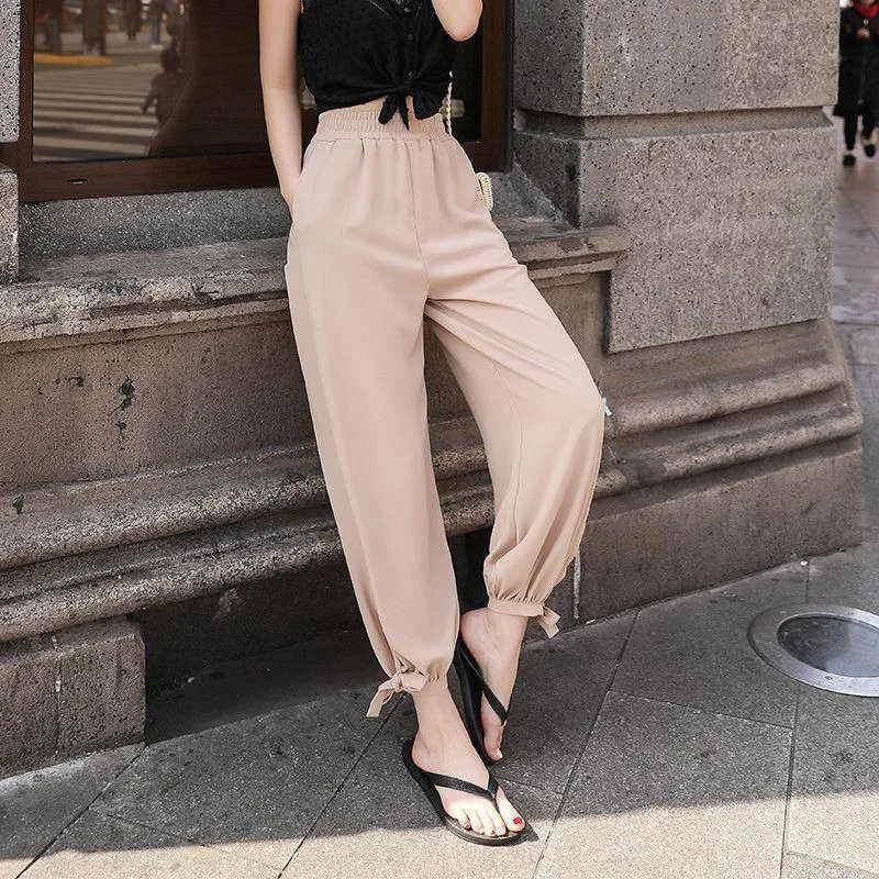 

Casual Pants women solid Ankle-Length Summer Pants streetwear Funny 2019 women Harajuku high street pants Girl Black trousers