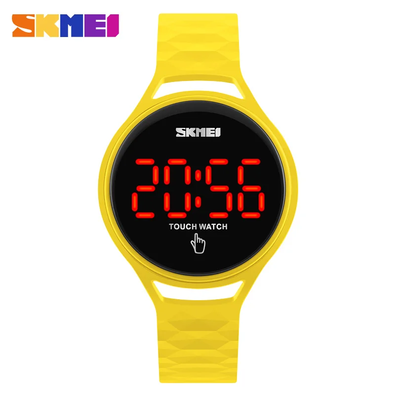 Yellow SKMEI спортивные женские часы с сенсорным экраном модный светодиодный цифровой наручные часы 3 бар водонепроницаемые женские Дамские Часы Relogio Feminino - Цвет: Yellow