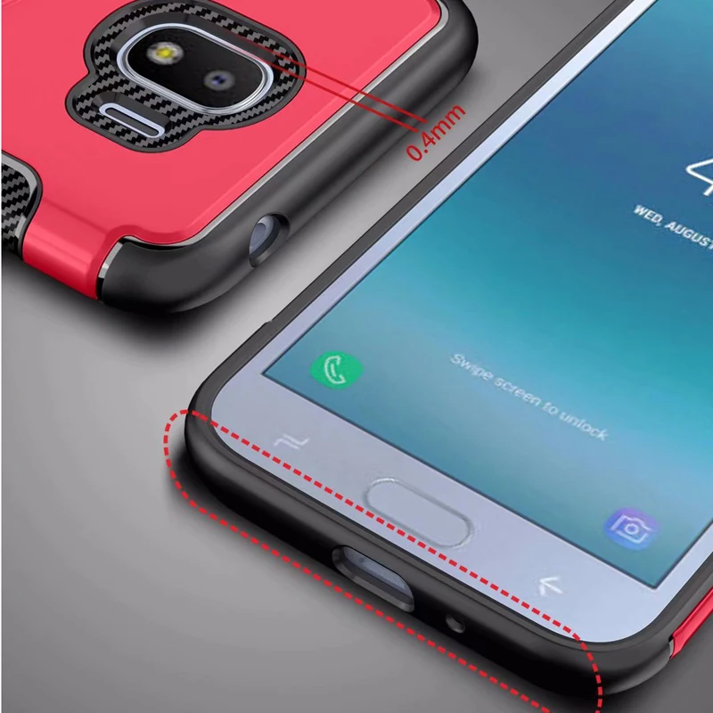 Luxury Full Cover Protect Case For Galaxy J2 Pro 2018 Hard PC Silicon Soft Capa Metal Ring Bracket Samsung |