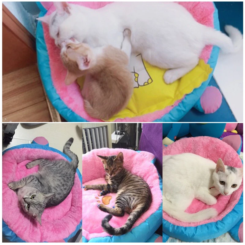 HEYPET круглые плюшевые кошечки для домашних животных мягкие длинные собак кровать