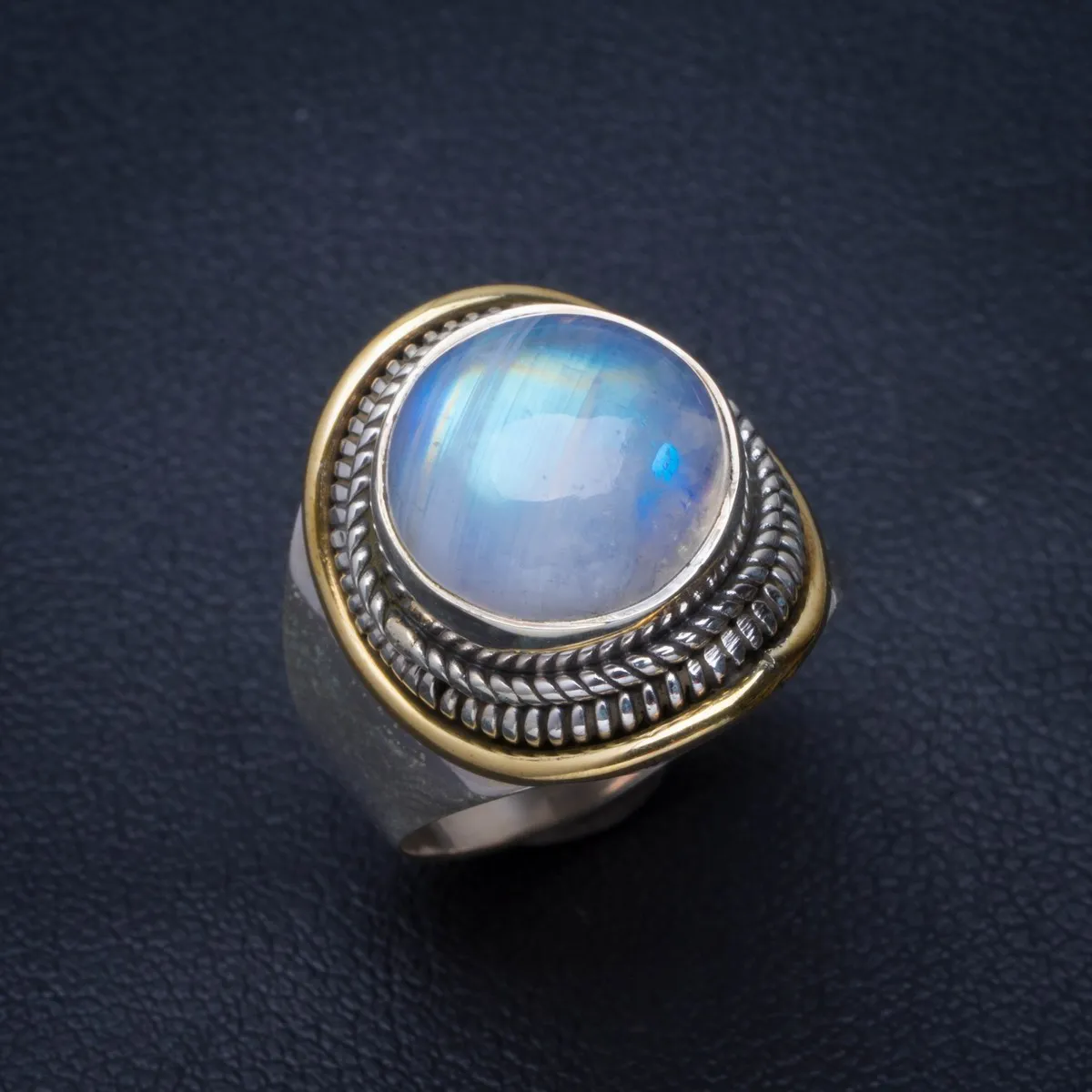 Натуральный Радужный Лунный Камень ручной работы уникальный кольцо из