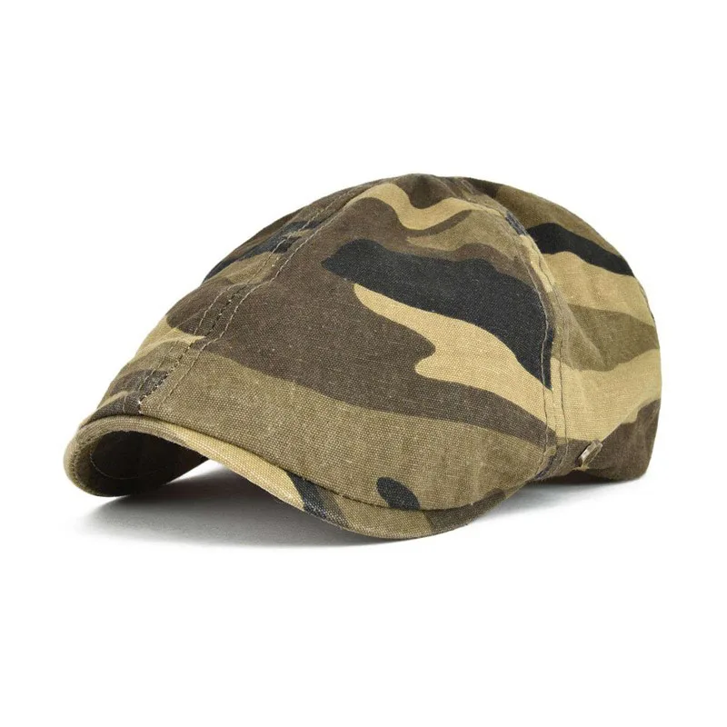 Camouflage Voboom Хлопок Плющ Кепка береты весна-лето мужские и женские однотонные повседневные драйвер плита Ретро мужской женский boina 063 - Цвет: Camouflage