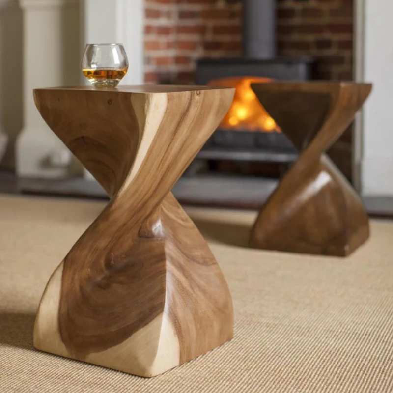 Креативный стул из твердой древесины квадратный изогнутый деревянный |